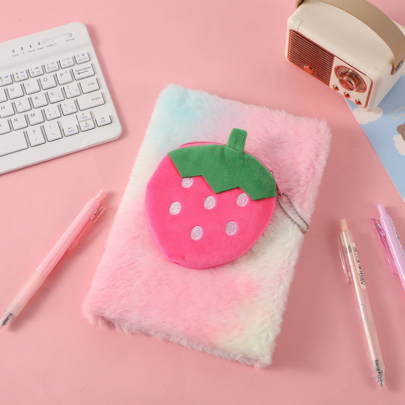 Wholesale New creative fruit notebook cute cartoon plush notebook children' s handmade